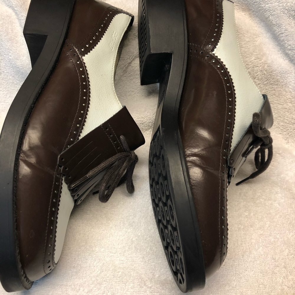 Spirit Two-Tone White and Dark Brown Kiltie Loafers - Picture 2 of 3